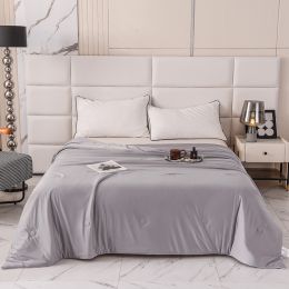 Cool Silk Ice Cream Summer Quilt Pure Color Ice Silk Airable Cover (Option: Twilight Gray-150 Ã— 200cm)