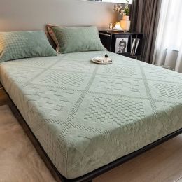 High Weight Milk Velvet Jacquard Bed Sheet (Option: Flora Light Green-Pillow case pair)