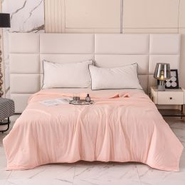 Cool Silk Ice Cream Summer Quilt Pure Color Ice Silk Airable Cover (Option: Peach Pink-150 Ã— 200cm)