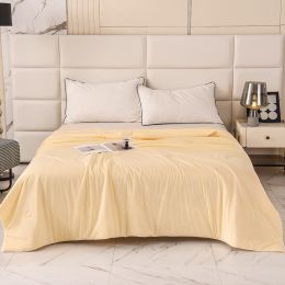 Cool Silk Ice Cream Summer Quilt Pure Color Ice Silk Airable Cover (Option: Privet Yellow-180 Ã— 220cm)