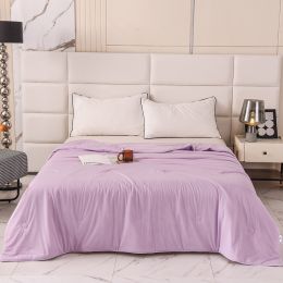 Cool Silk Ice Cream Summer Quilt Pure Color Ice Silk Airable Cover (Option: Hibiscus Purple-200 Ã— 230cm)